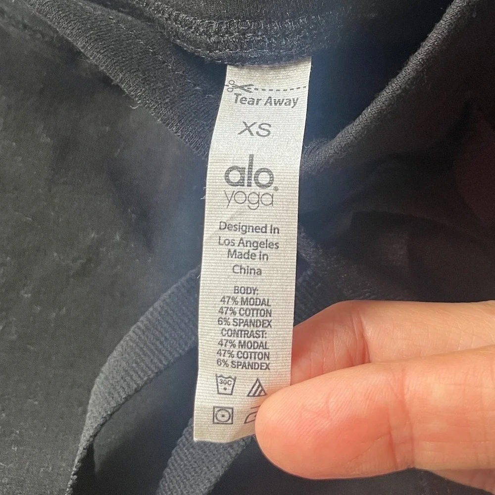 Alo Yoga Moto Leggings Womens XS Black Ribbed Biker Jogger Pants Zip Pockets